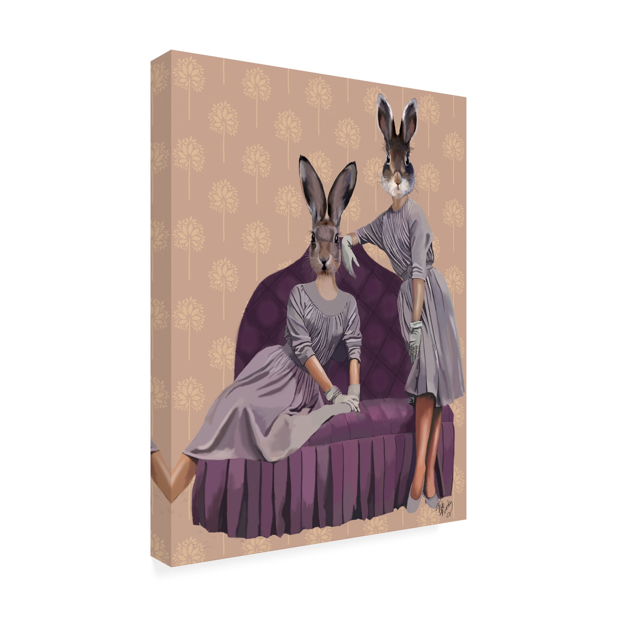 Trademark Fine Art 'Rabbits In Purple' Canvas Art by Fab Funky