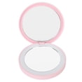 thumbnail image 3 of Espejo compacto LED forma redonda aumento 3X recargable doble cara ajustable luz blanca espejo de bolsillo rosa, 3 of 8
