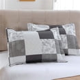 thumbnail image 3 of Ycosy Juego de edredón floral tamaño king Juego de ropa de cama a cuadros con retazos, colcha reversible con flores, colcha ligera moderna, edredones a cuadros grises, blancos y negros, juegos de fund, 3 of 5