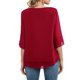 thumbnail image 4 of Puntoco moda mujer casual cuello redondo suelta tops 3/4 manga gasa blusa camisa tops Puntoco Puntoco-6926, 4 of 5