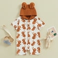 thumbnail image 2 of Bagilaanoe Newborn Baby Girl Boys Easter Hood Jumpsuit Cartoon Print Short Sleeve Bodysuit 6M 12M 18M 24M Infant Casual One Piece Romper, 2 of 8