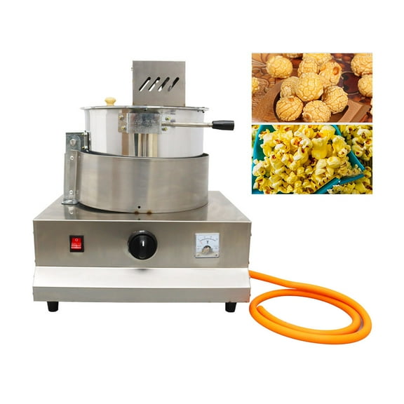 Single Pot Popcorn Maker Gas Heating Popcorn Machine Automatic Stirring Corn Popper Spherical Popcorn Pot