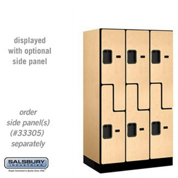 Salsbury  12 in. x 5 ft. x 21 in. 3 Wide Double Tier S Style Designer Wood Locker - Maple