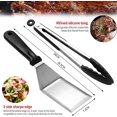 thumbnail image 3 of Griddle Accessory Kit, 12 Piece Flat Top Stainless Steel Griddle Tool Set with Griddle Cleaning Kit, Scraper, Metal Spatula, Egg Rings and Storage Bag for Outdoor BBQ , camping, black, 3 of 5