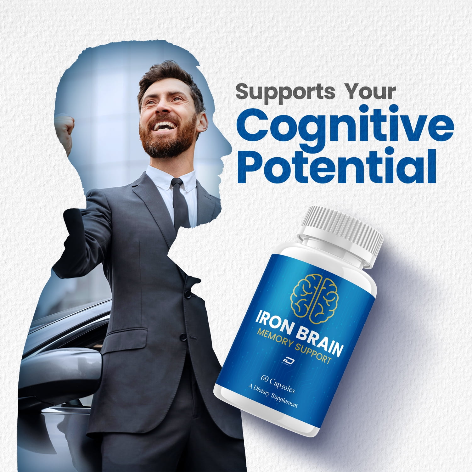 Iron Brain Supplement Capsules – IronBrain Natural Blend Memory Focus Pills, 5 Pack, 300 Capsules
