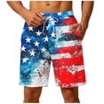 thumbnail image 2 of Men's Patriotic 4th of July Print Quick-Dry Swim Trunks, Elastic Waist Beach Shorts with Pockets Dark Blue XXL, 2 of 6