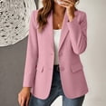 thumbnail image 2 of Hueook Blazers for Women Tailored Suit Jacket Business Casual Style Long Sleeves Lapel with Pockets Pink 2X, 2 of 7