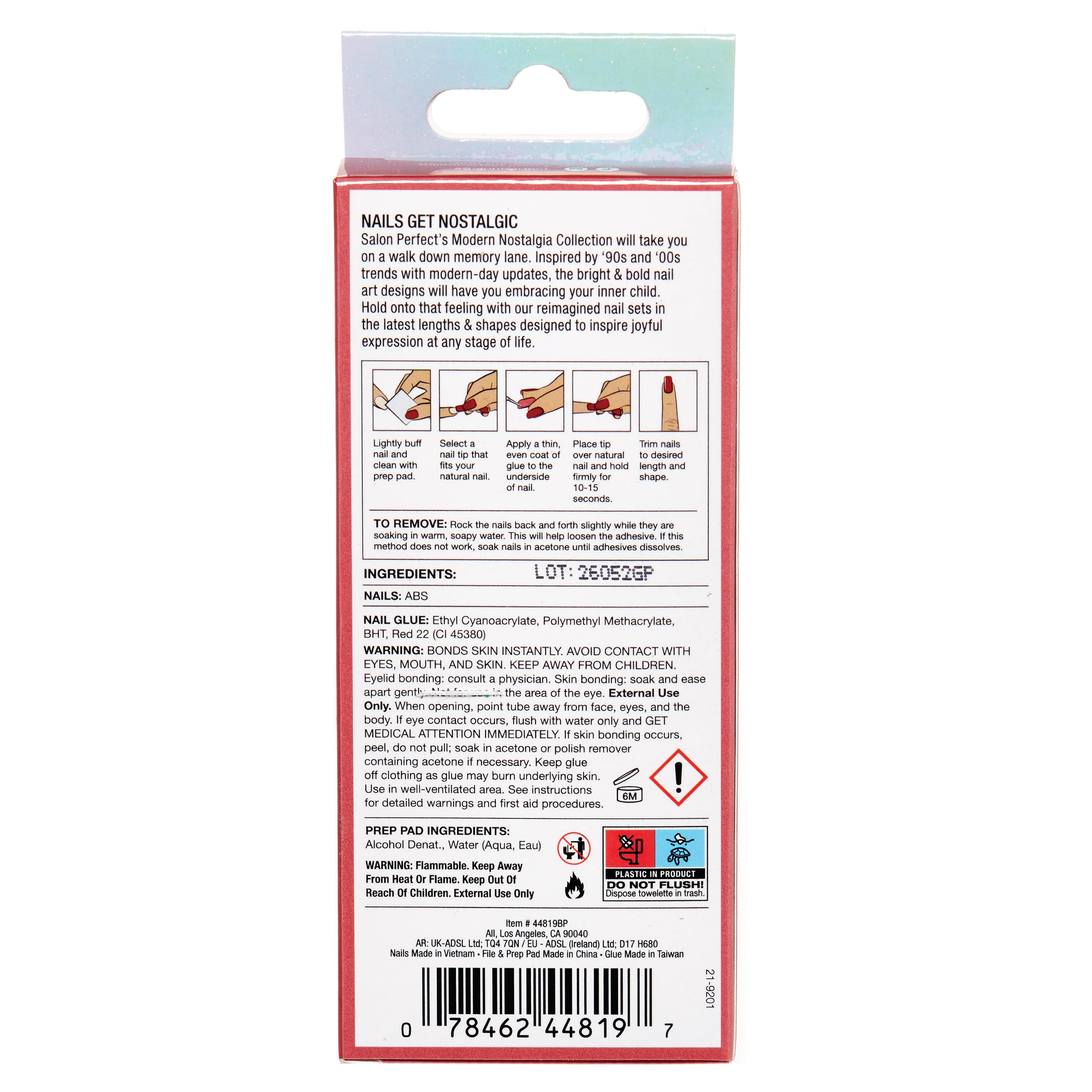 Salon Perfect Artificial Fake Press On Nails, 512 Modern Nostalgia, Polka Dot, Medium Almond, File, Glue and Prep Pad Included, 30 Nails