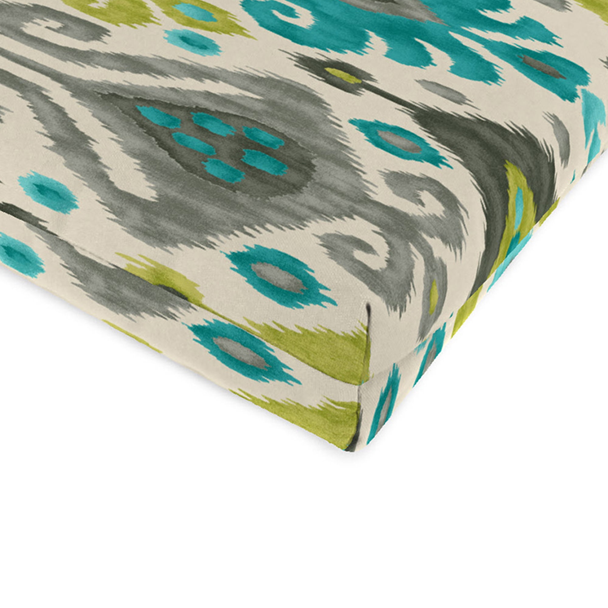 Jordan Manufacturing 45.5" x 23" Paso Turquoise Multicolor Ikat Rectangular Outdoor Chair Cushion with Ties