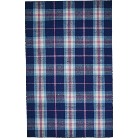 Feizy Crosby Transitional Plaid, Blue/Pink/White, 5' x 8' Area Rug Easy Care Fade Resistant Stain Resistant Rustic Design Carpet for Living Dining Bed Room