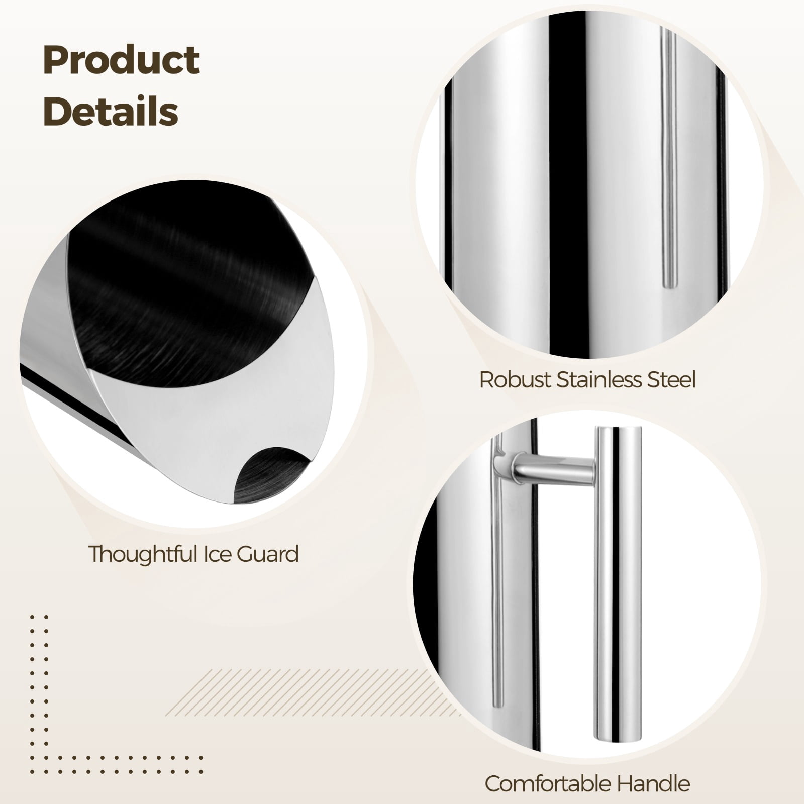 3 PCS Stainless Steel Water Pitcher, 50 oz Steel Carafe with Ice Guard, 1.5 L Modern Drink Jug with Handle for Serving Iced Tea, Juice, Coffee, Beer, Wine, Stylish Metal Water Jug for Home, Bar