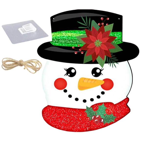 Christmas Snowman Wooden Hanging Sign for Front Door Xmas Decor