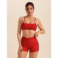 thumbnail image 2 of PISONIC Workout Sets for Women 2 Piece Twist Back Layered Sports Bra Mini Shorts Yoga Pilates Outfits Active Wear, 2 of 6