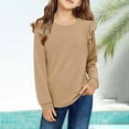 thumbnail image 2 of Byoo Big Girls Solid Sweatshirt Round Neck Long Sleeve Blouse Shirt with Lettuce Trim Fall Clothes for Kids, 2 of 7