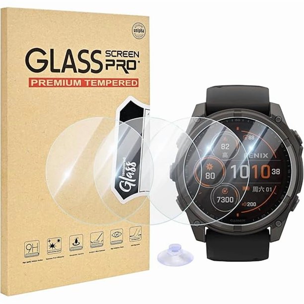 wonima02 4 Pack Compatible for Garmin Fenix 8 47mm Screen Protector, HD Clear 9H Tempered Glass Watch Protective Film for Fenix 8 Amoled Screen Protector 47mm, Anti-scratch & Sensitive Touch