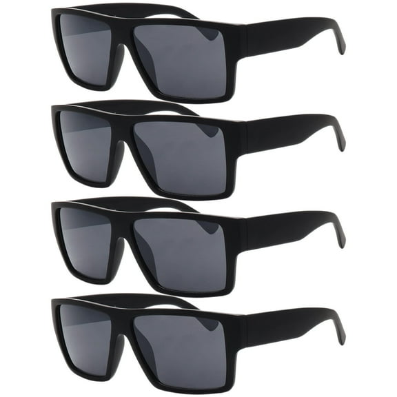 New Unisex Gangster Style All Black 4-Piece Sunglasses