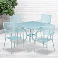 thumbnail image 2 of Bowery Hill 5 Piece 36" Square Steel Flower Print Patio Dining Set in Blue, 2 of 4
