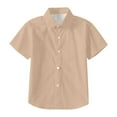 thumbnail image 3 of Kids Boys' Button Down Shirts Boys Khaki Short Sleeve Shirt Boys Formal Shirt School Shirts for Boys 12-13 Years, 3 of 6