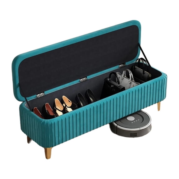 Upholstered Storage Bench Velvet Bed Bench Ottoman Storage with Gold Legs,Upholstered Footstool for Entryway Living Room,Rectangle Storage Chest