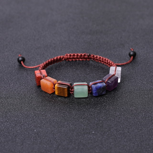 Pulsera de ágata cuadrada de formas aleatorias de colores Pulsera tejida con piedra de grano azul Pulsera de piedra de tigre verde Mausoleo del Este