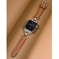 thumbnail image 3 of TOYOUTHS Leather Band Compatible with Apple Watch Bands Women 41/40/38/42/44/45/46/49mm, Dressy Fancy Slim Thin Strap with Designer D-Shape Buckle for iWatch Series 10 9 Ultra SE 8 7 6 5 4 3 2 1, 3 of 7