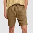 thumbnail image 2 of Pantalones de Hombre Elástico Cintura Músculo Casual Imitación Algodón Lino Textura Atado Cinco Cuartos de Pantalones Cortos, 2 of 9