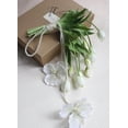 thumbnail image 3 of Cascading Bridal Bouquet for Wedding, 20 Inch Faux Tulips Artificial Flowers with Pearls, Elegant White, 3 of 8