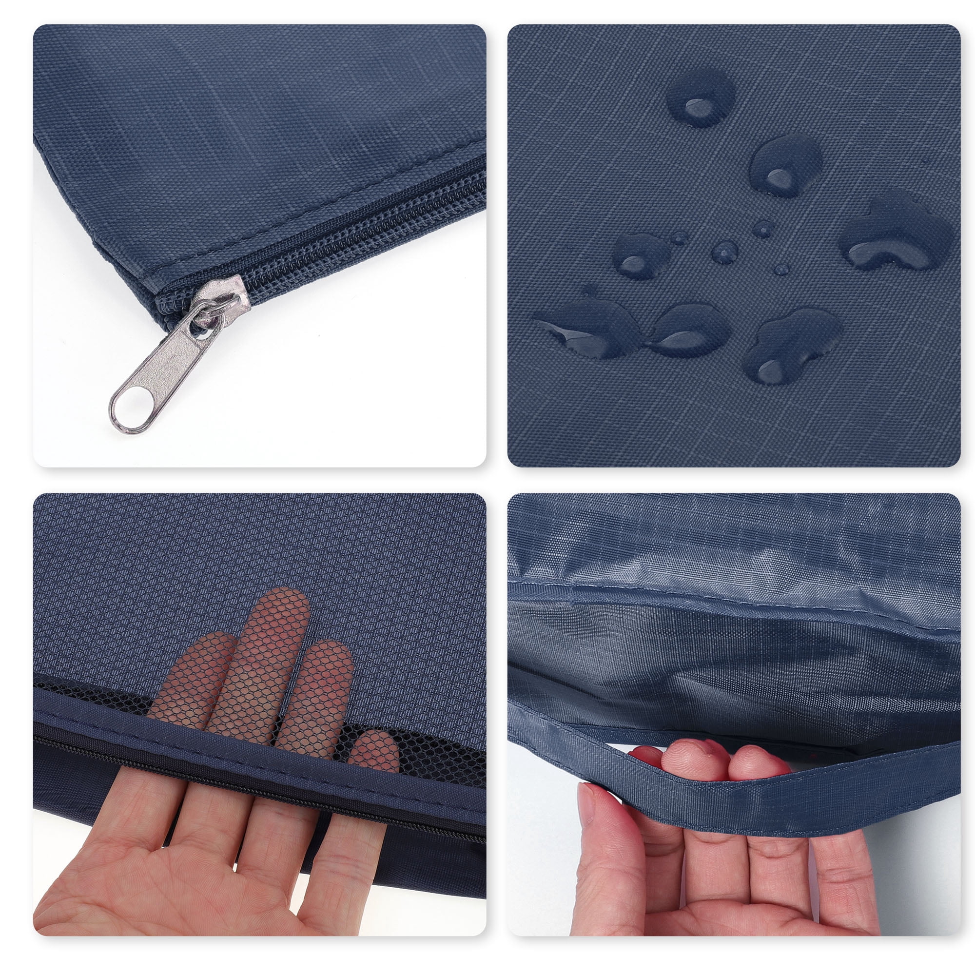 Unique Bargains 8 Pcs Zipper Design Packing Cube Set for Luggage Navy Blue