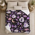 thumbnail image 5 of Cute decorative motif Magic Ghosts Bats Pattern, Playful autumn celebration Scene, Soft Flannel Blanket for Home Library and Reading Nook, Art Lovers autumn celebration Gift, Playful Home Decor, 5 of 9