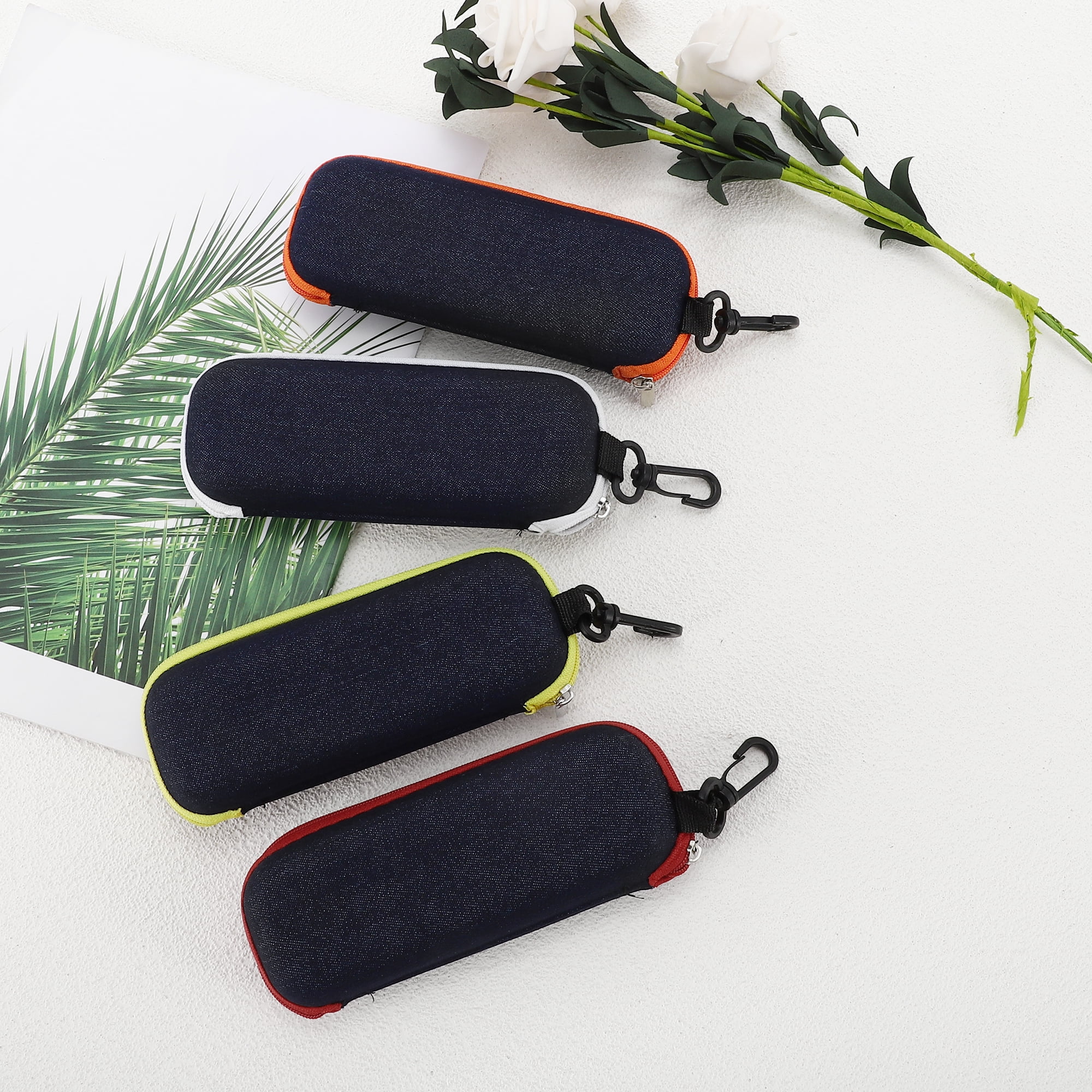 Unique Bargains Zipper Eyeglasses Case Lightweight Eyeglasses Storage Orange