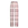 thumbnail image 5 of COSFO Men Pants Wide Leg Lounge Plaid Pajama Pants Elastic Waist Loose Casual with Pockets Pants, 5 of 5