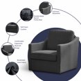 thumbnail image 3 of ijuicy 360 Degree Swivel Accent Sofa Chair, Square Armchair with Wide and Thick Upholstered, Linen Fabric Chairs for Living Room, Bedroom, Office, Waiting Room-Dark Grey, 3 of 6