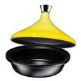 thumbnail image 2 of Cast Iron Tagine Pot, Enameled Yellow, 4 Quart, By Bruntmor, 2 of 6
