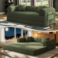 thumbnail image 2 of VKHCU 79" Convertible Sofa Bed, 5-in-1 Sleeper Sofa, Boneless Couch with Fixed-Shape Frame, Corduroy Folding Floor Sofa for Living Rooms,Bedroom, Apartment, No Assembly Required, Green, 2 of 9