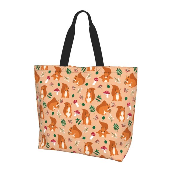 Yiaed Squirrel And Mushroom Print Handbag for Women Tote Purse Shoulder Bag Large Fashion Hobo Purse Handbag Shopping Tote