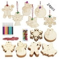 thumbnail image 1 of 60x Adornos de Navidad de Madera Natural con Campanas Rodajas de Madera de Navidad Piezas de Madera Etiquetas de Pintura de Bricolaje en Blanco Centro perfecl Colgantes de madera, 1 of 4
