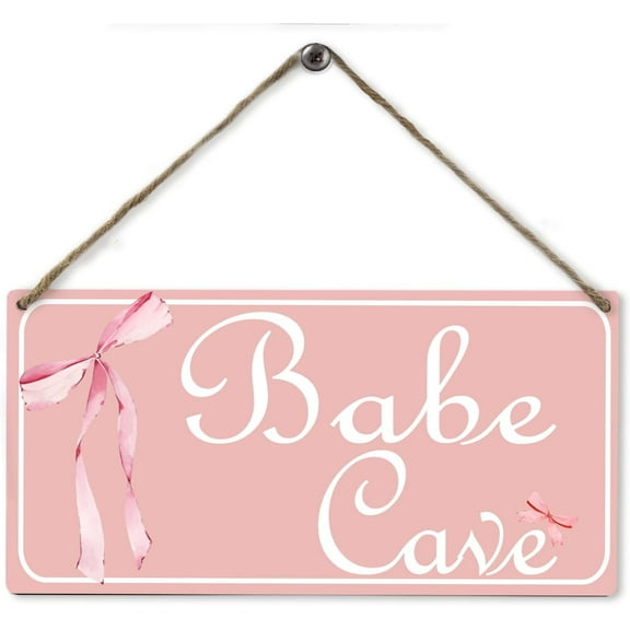 Wood Sign 5x10 Inch Babe Cave Wall Sign Decor Wooden Wall Art Hanging Decor Gifts For Baby Girl Decor Decoration Hanging For Room Door Girl Room Signs For Home Decor Wooden Sign Gift For Women Men