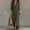 Green, variant on Women's Summer Cotton Linen Pleated 3/4 Sleeve Split Maxi Shirt Dress Casual Loose V-Neck Flowy Floor Length Dresses Element Womens Dress Trendy 2026 Green M