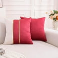 thumbnail image 2 of TAOSON Velvet Throw Pillow Covers,Pack of 2 Soft Decorative Cushion Covers Cases Burgundy Beige Patchwork with Gold Leather for Sofa Bedroom Livingroom Car, 18 x 18 Inch, 2 of 12