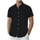 thumbnail image 1 of Playera Elvqul de Caballero de Color Sólido con Solapa Negro Abotonada Playa Manga Corta, 1 of 5