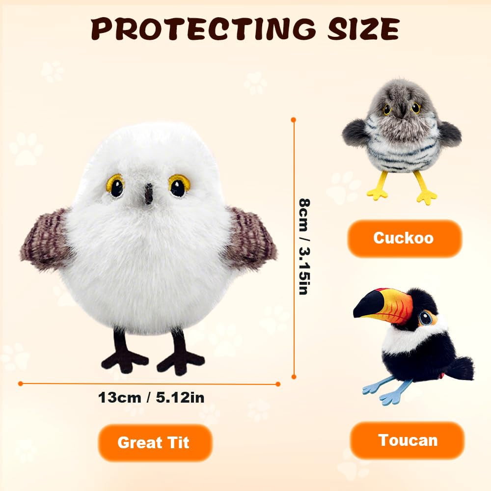 2026 Upgraded Interactive Flying Chirping Bird Toys, Flapping Bird Cat Toy,Rechargeable Cat Toy with Touch Activated for Indoor Cats（cuckoo）