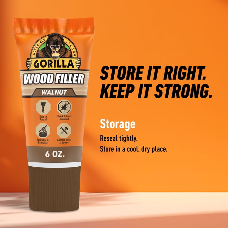 Gorilla Wood Filler Walnut Color, 6 Ounce Tube photo 7