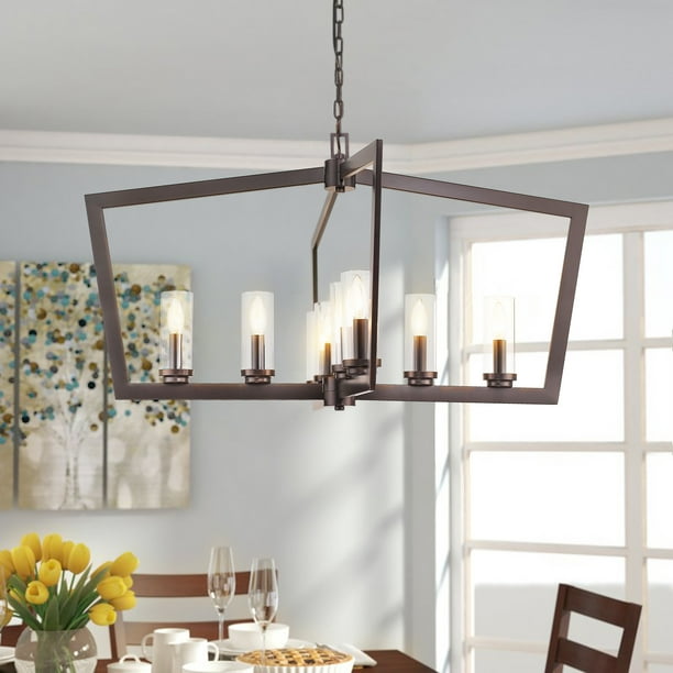 Eapudun 8 Light Oil Rubbed Bronze Chandelier Metal Modern Island Pendant Lighting With Clear Glass Shade Com Eapudun 8 Light Oil Rubbed Bronze, Kitchen Island Pendant Lights Oil Rubbed Bronze