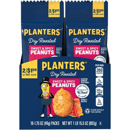 PLANTERS Sweet & Spicy Peanuts, 1.75 oz (Pack of 18)