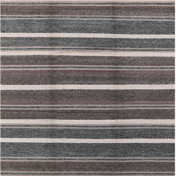 Ahgly Company Indoor Square Mid-Century Modern Black Oriental Area Rugs, 6' Square