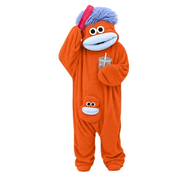 Big Mouth Monster Halloween Onesie for Adults Hooded Halloween Pajamas Halloween One Piece Jumpsuit Cozy Home Loungewear
