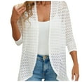 thumbnail image 2 of Summer Cardigans for Women Lightweight Cropped Lightweight 3/4 Sleeve Crochet Shrug Hollowed Out Lace Business Casual&nbsp; Kimono Cardigan, 2 of 6