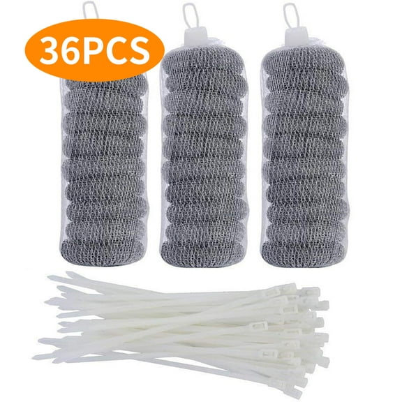 ZHUYING 36 Pieces Lint Traps Stainless Steel Washing Machine Lint Snare Traps Laundry Mesh Washer Hose Filter with 36 Pcs Cable Ties