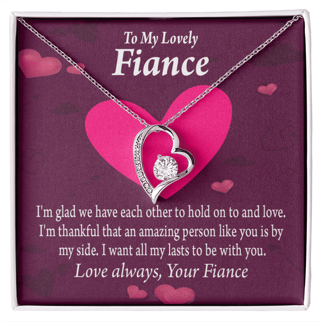 To My Fiancee I Want All My Lasts To Be With You Forever Necklace w Message Card