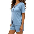 thumbnail image 3 of Diufon Button Down Pajamas Women 2 Piece Casual Short Sleeve V Neck Home & Sleepwear Pjs Summer Short sets, 3 of 6